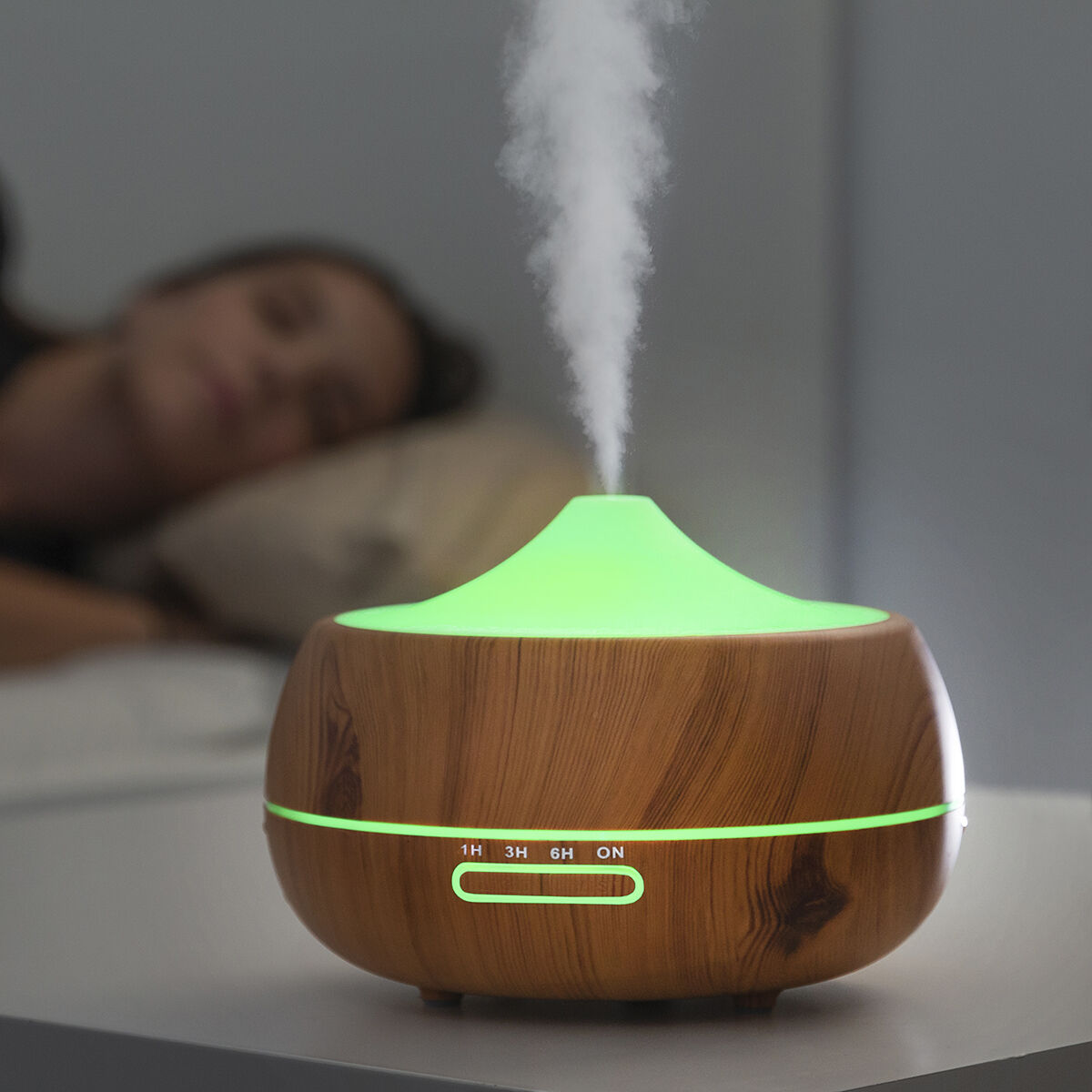 Aroma Diffuser Humidifier with Multicolour LED Wooden-Effect InnovaGoods