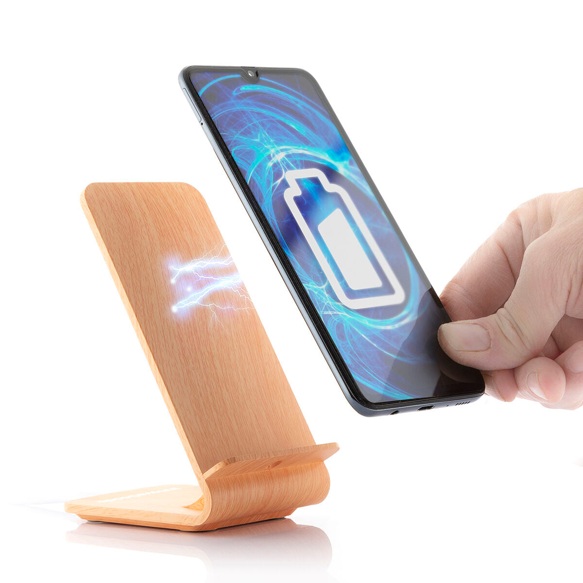 Wood Effect Wireless Charger with Stand Qistan InnovaGoods