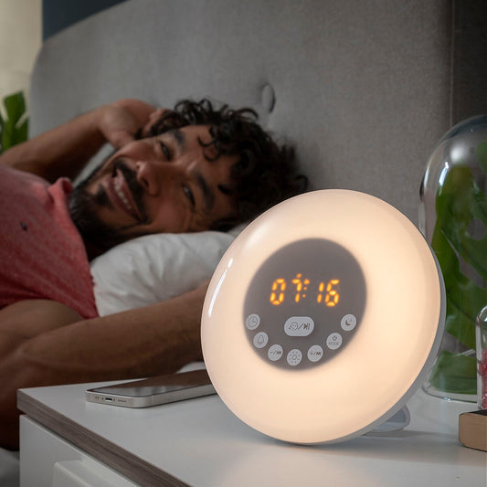 Rechargeable Sunrise Alarm Clock with Speaker Slockar InnovaGoods