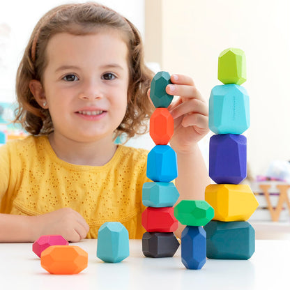 Stacking Wooden Balancing Stones Wotonys InnovaGoods 16 Pieces - YOKE FINDS 🇮🇪 IE 