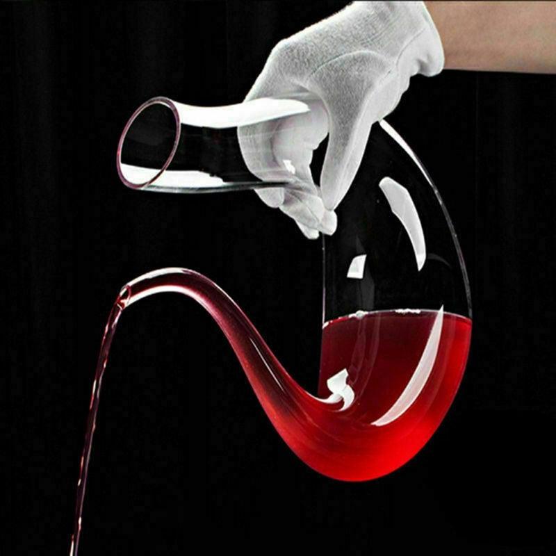 Crystal U-shaped 1500ml Wine Decanter Harp Swan Decanter Creative Wine Separator Clear Wine Aerator Glass Wine Decanter Bottle - yokefinds.ie