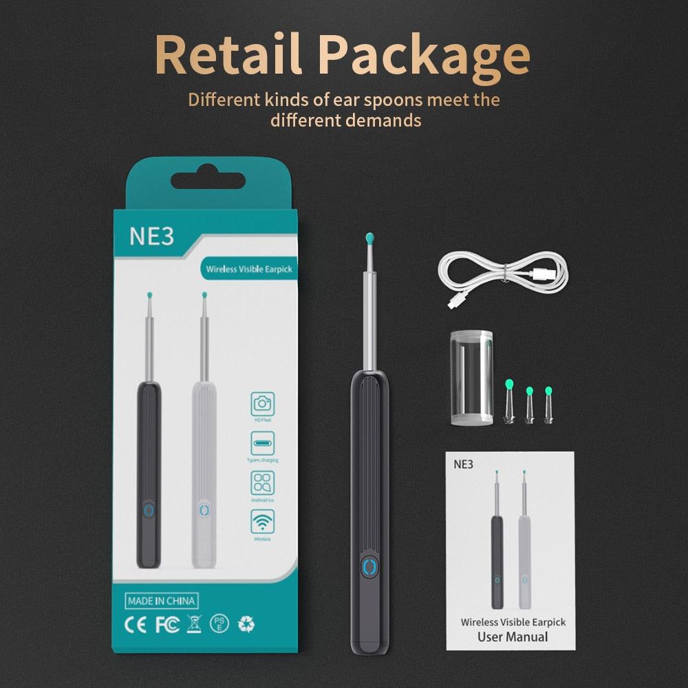 NATFIRE NE3 Ear Cleaner High Precision Ear Wax Removal Tool with Camera LED Light Wireless Otoscope Smart Ear Cleaning Kit - yokefinds.ie