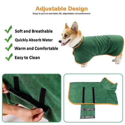 Microfiber Absorbent Pet Drying Coat - yokefinds.ie